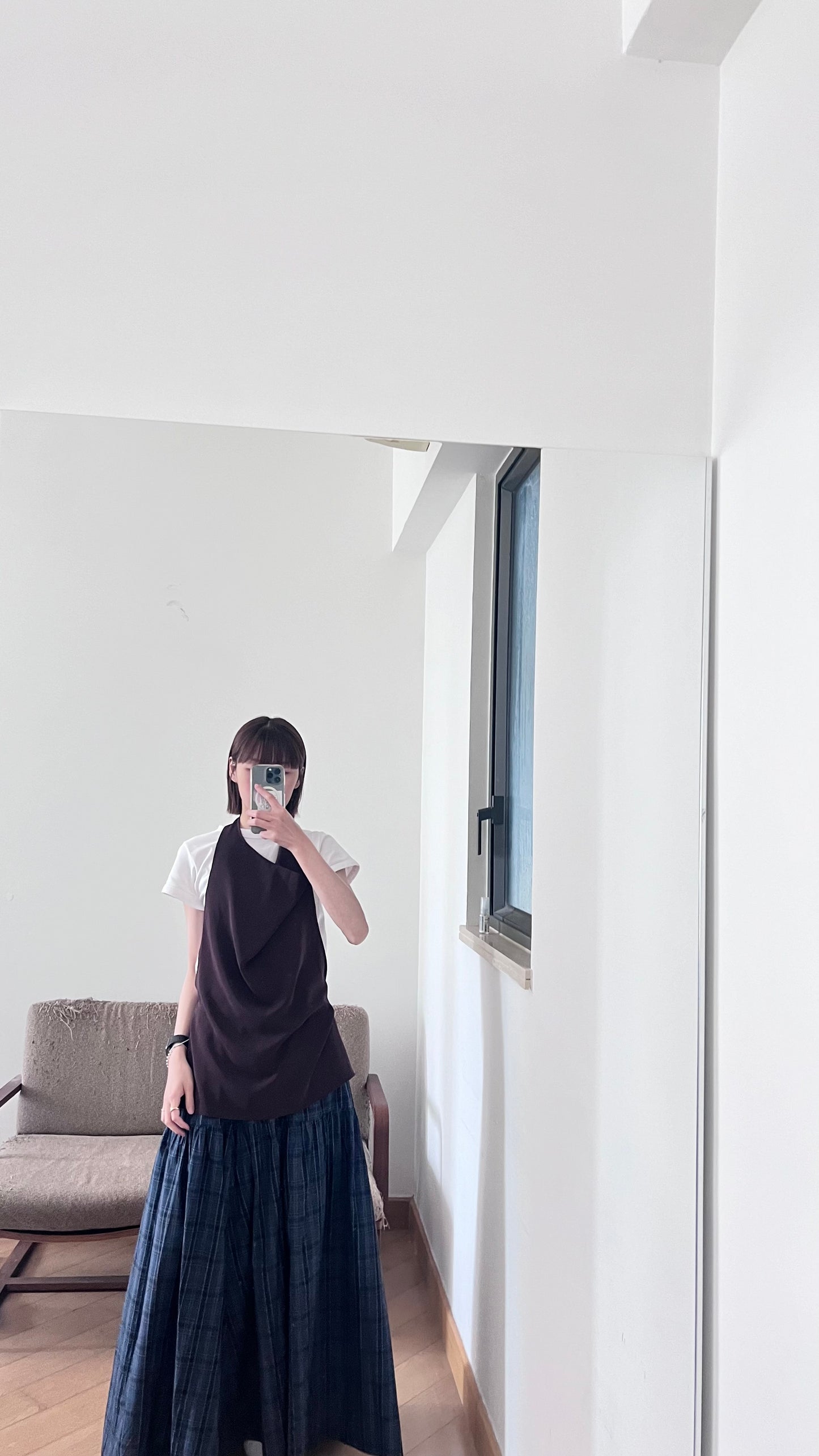 halter nack top in reddish brown