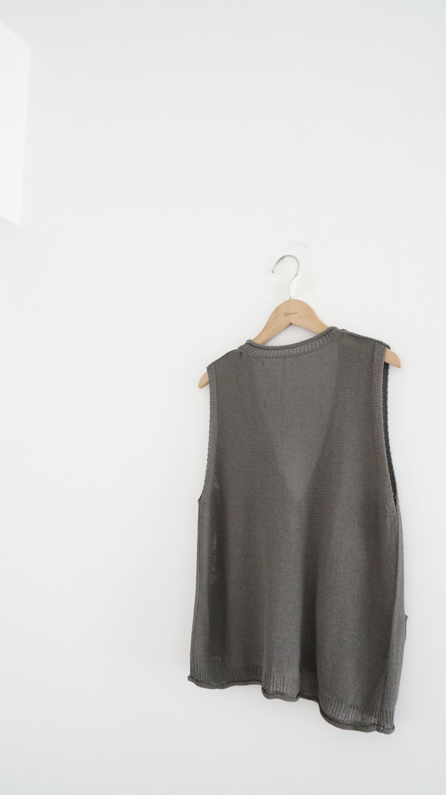 sheer v-neck linen vest  in khaki (pre-order)