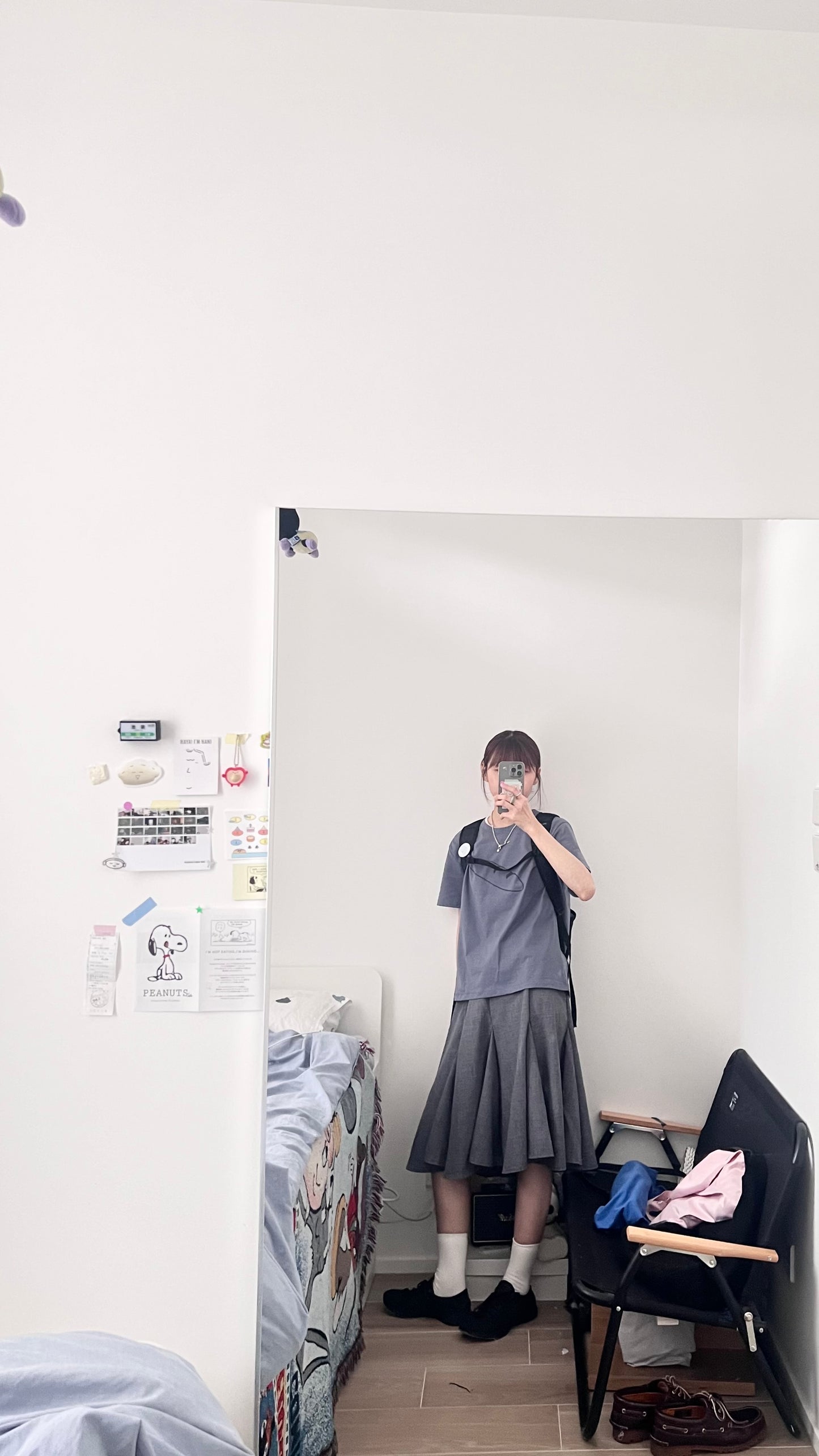 belle panelled flare midi skirt in grey (pre-order)