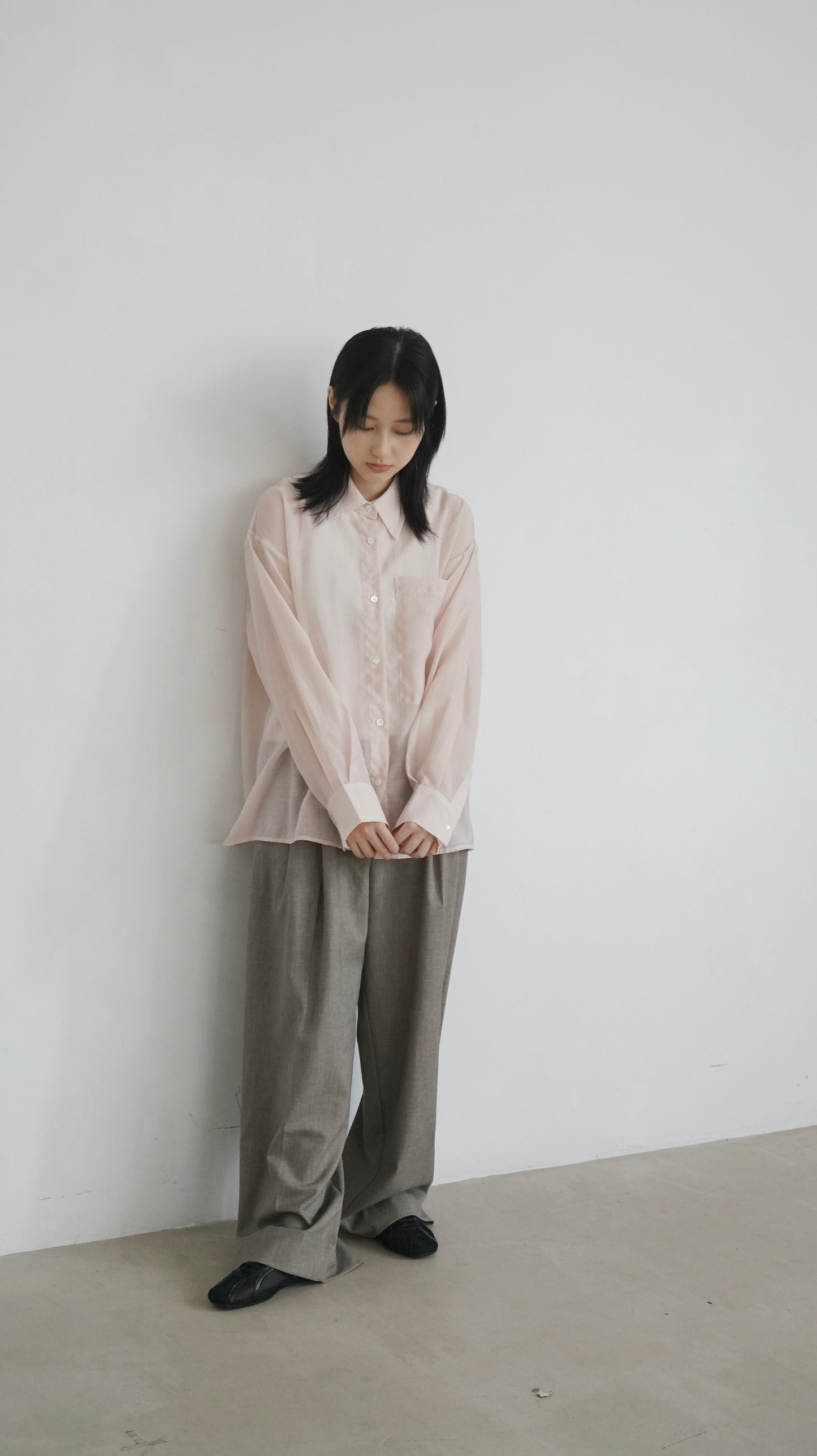 high-quality sheer shirt in soft pink (pre-order)