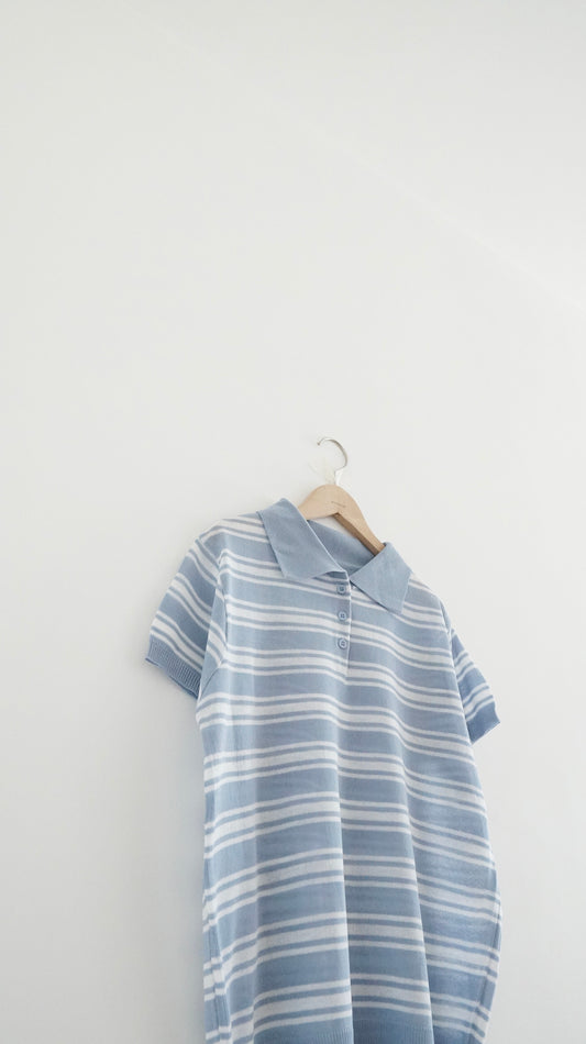 sheer stripe polo shirt in sora (pre-order)
