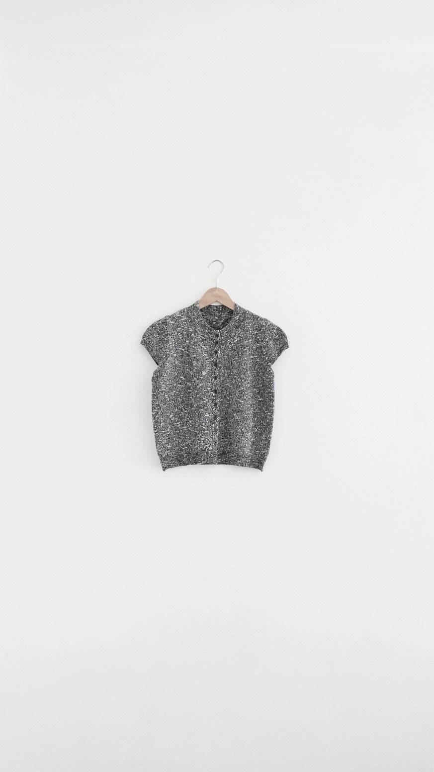 yoru button neck knit top in charcoal (pre-order)