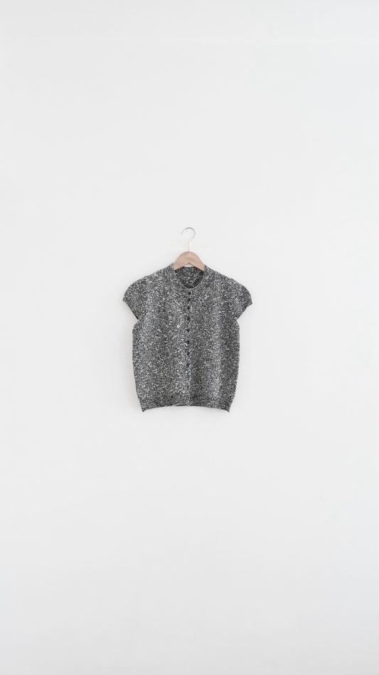 yoru button neck knit top in charcoal (pre-order)
