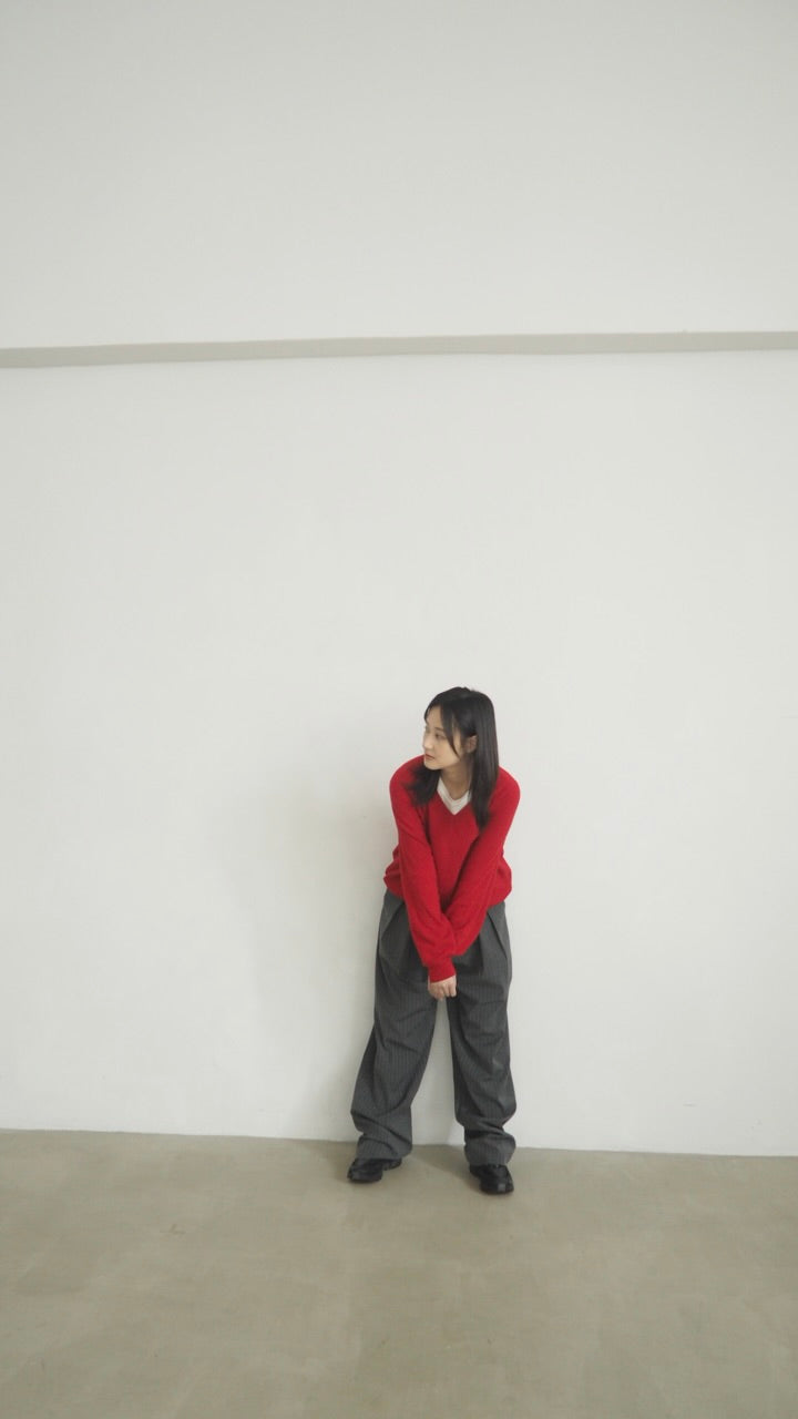 v-neck wool sweater in red (pre-order)