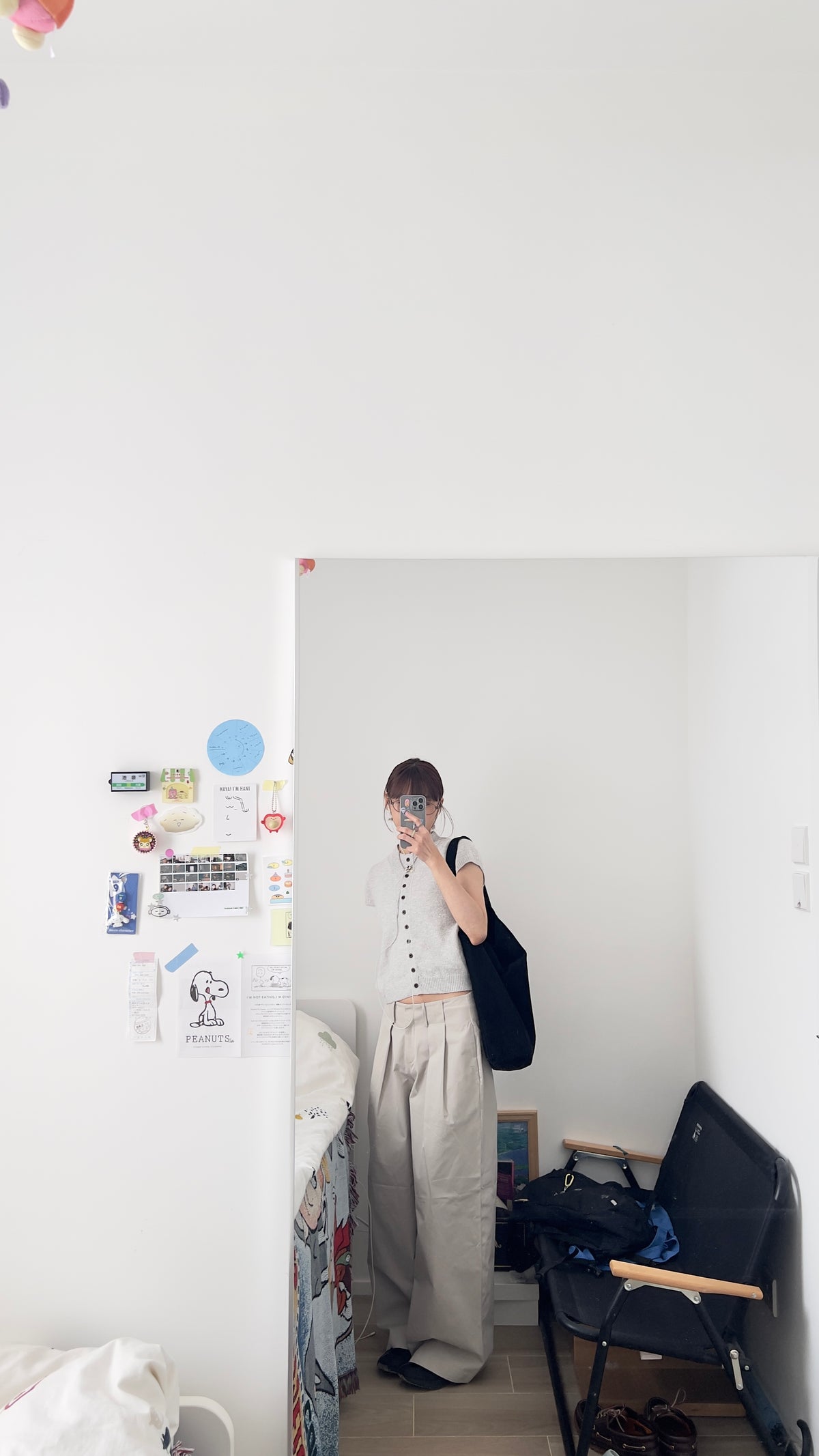 yoru button neck knit top in grey (pre-order)