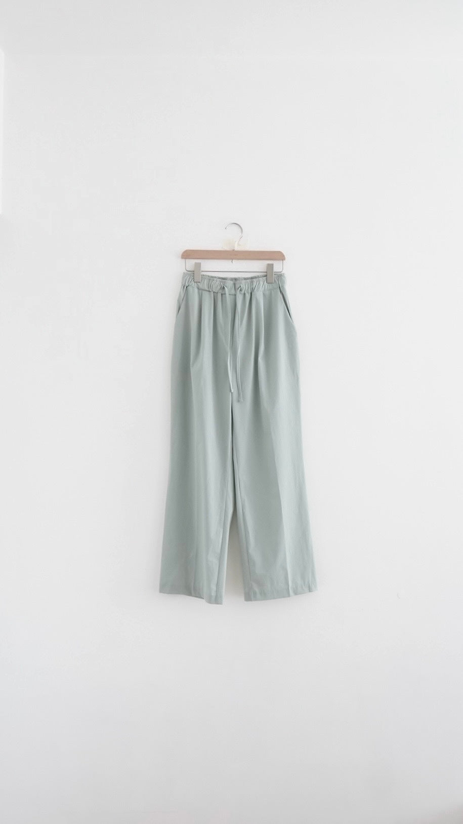 rove stretch nylon drawstring wide-leg trousers in mint (pre-order)