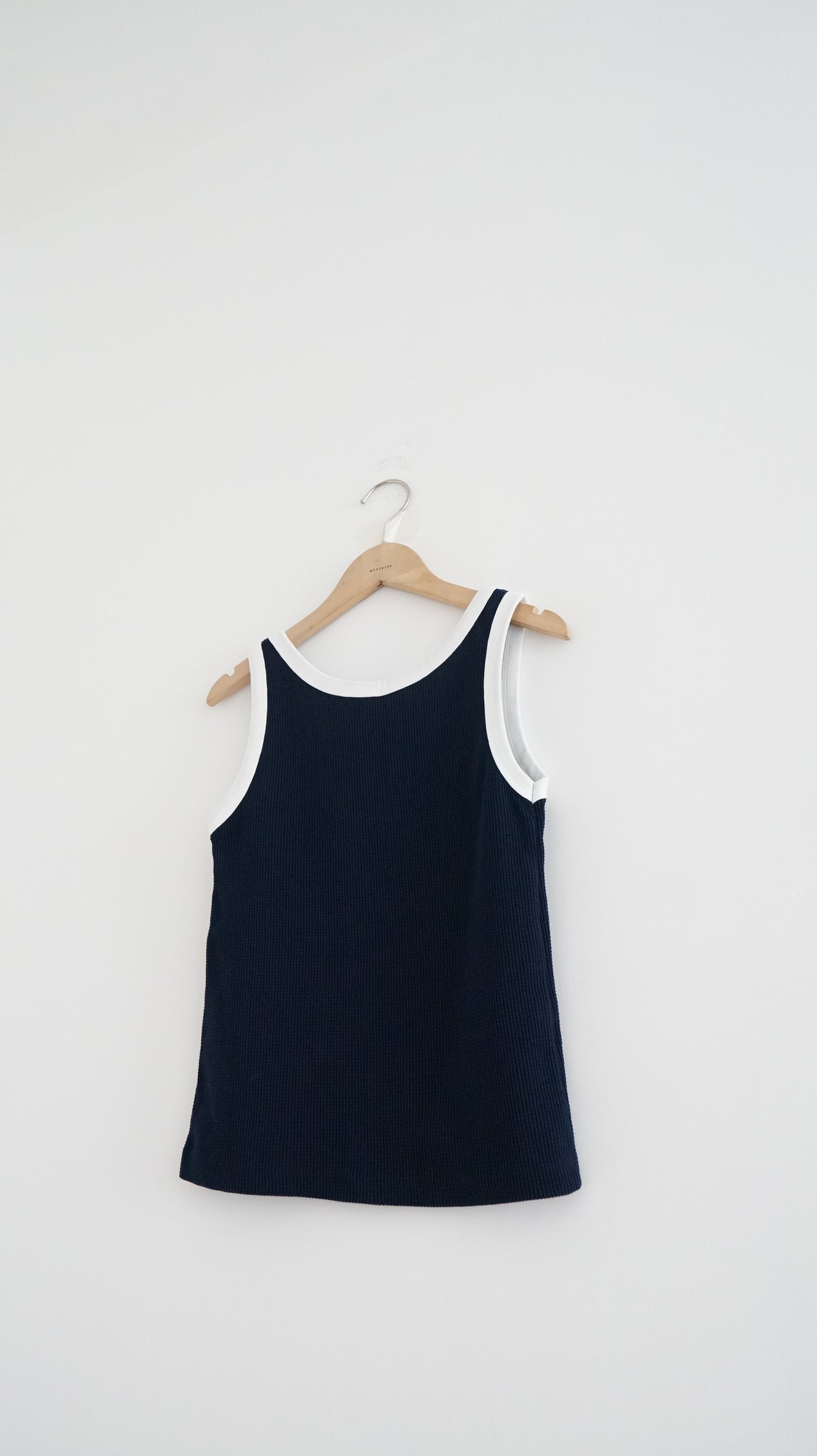 waffle vest top in navy