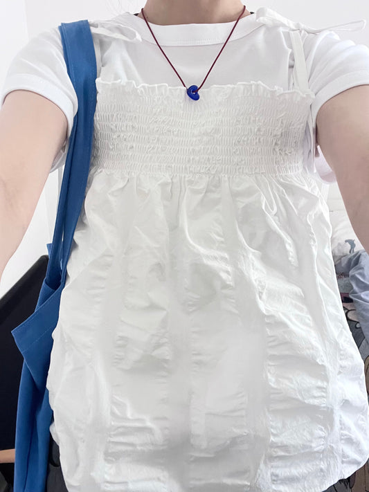jerry shirred camisole top in white (pre-order)
