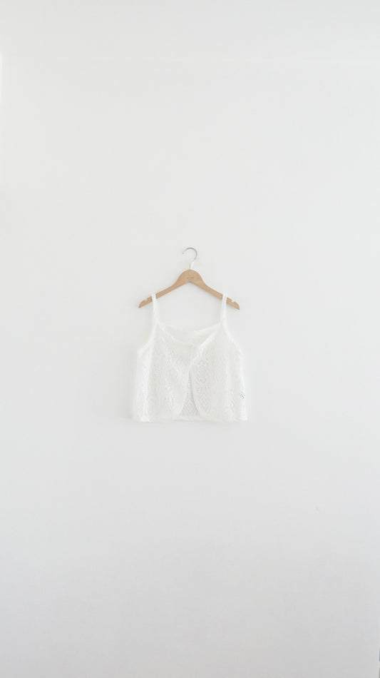 bloomwork overlay vest in white (pre-order)