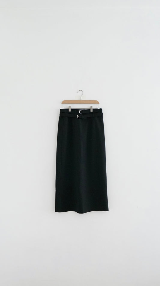 double belt skirt in black (M)