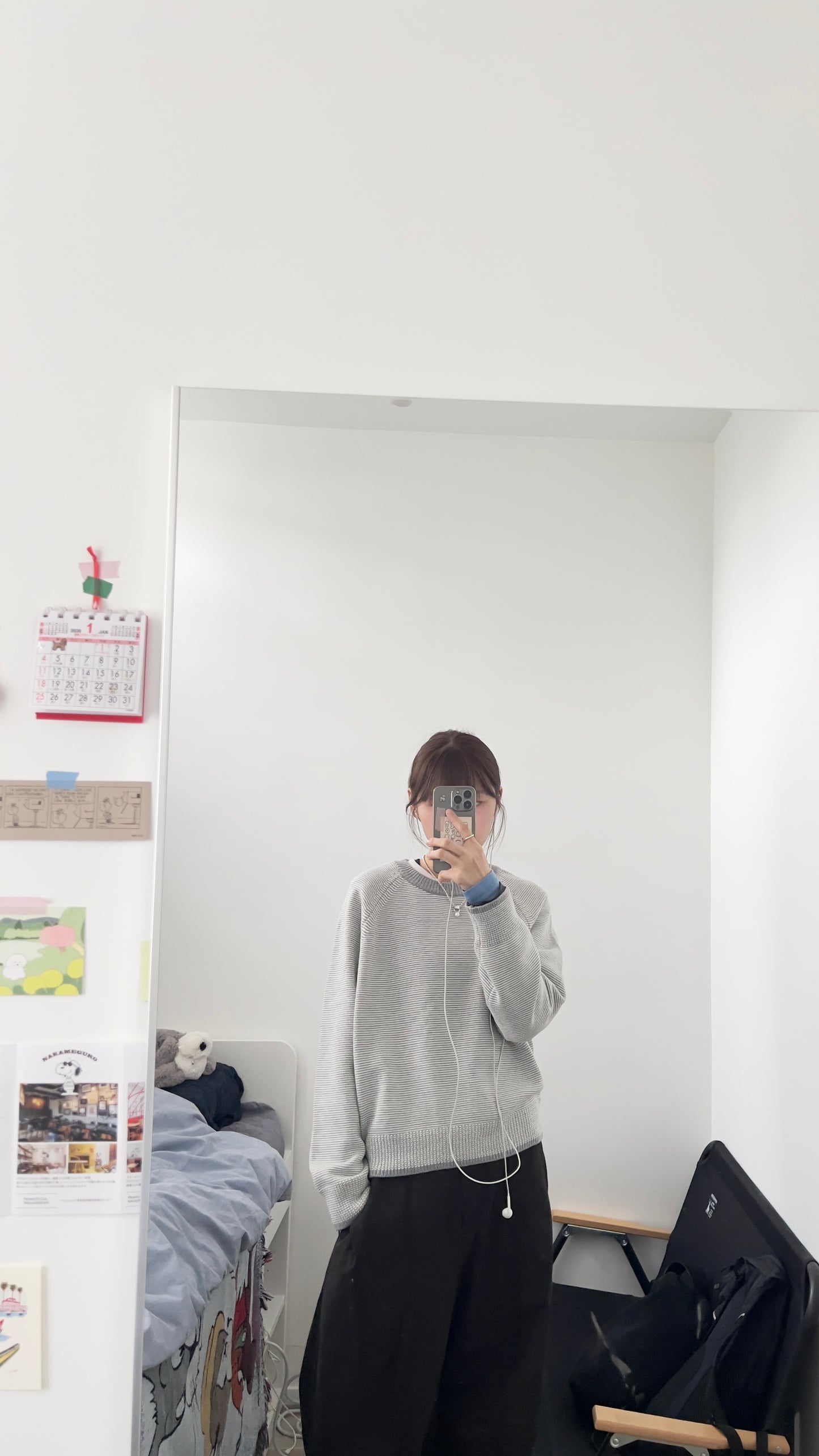 yoyogi fine stripe knit in grey
