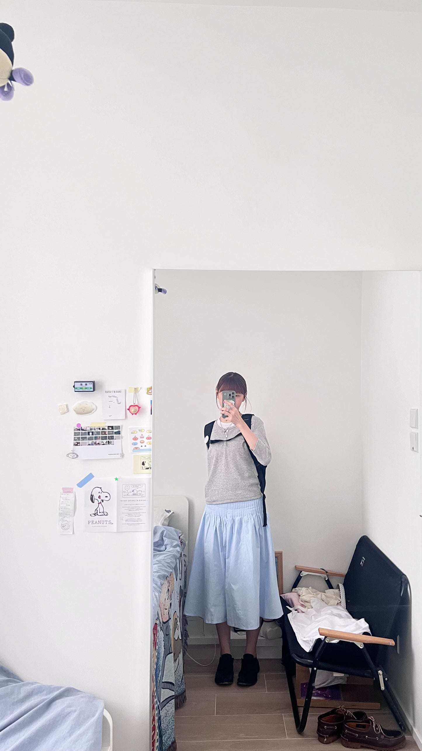 noam pintuck cotton flare maxi skirt in baby blue (pre-order)