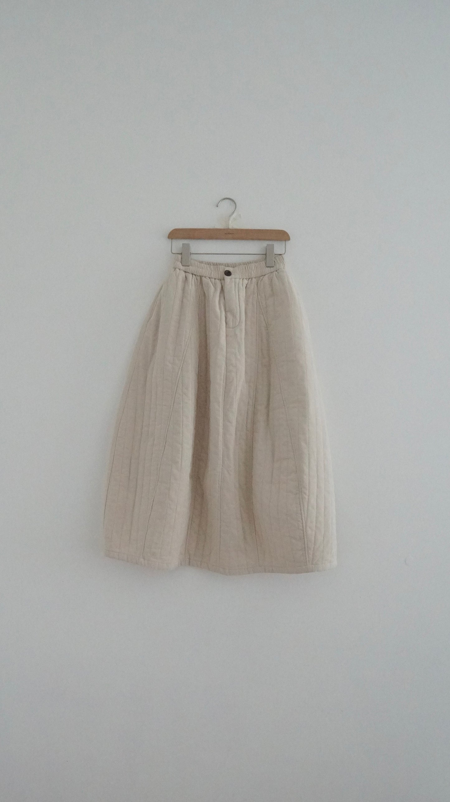 quilted cocoon skirt in ivory (pre-order)