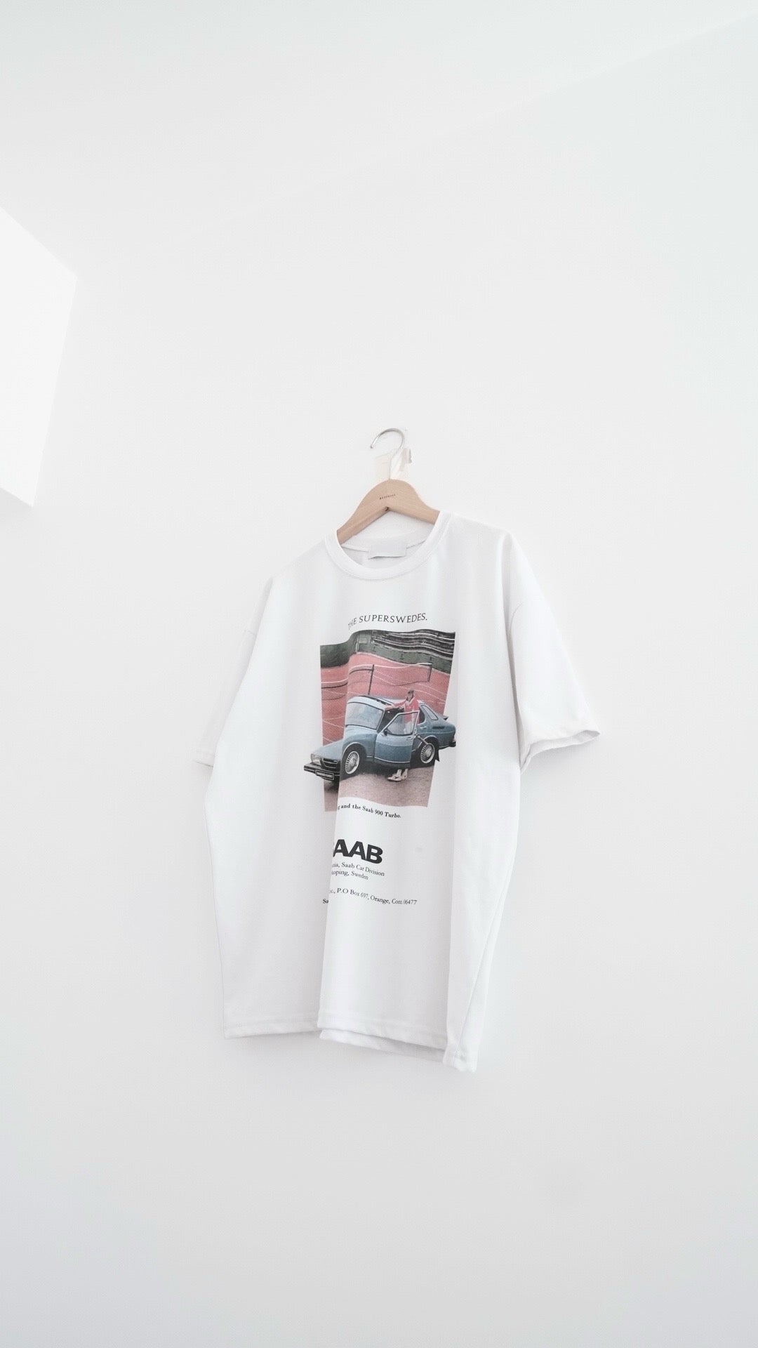 saab gender-free tee in white (pre-order)