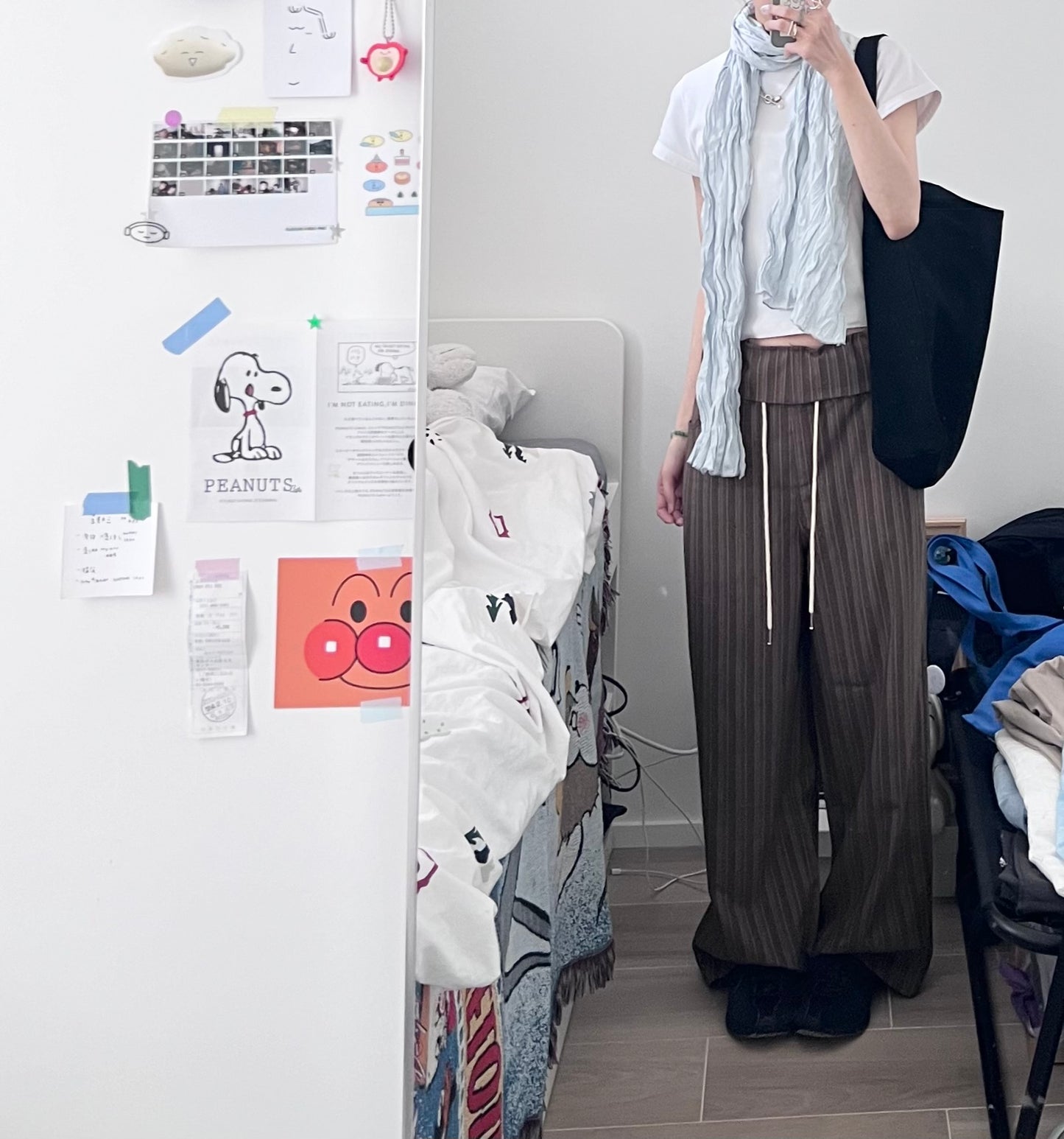 elan retro low waist striped pants in brown (pre-order)