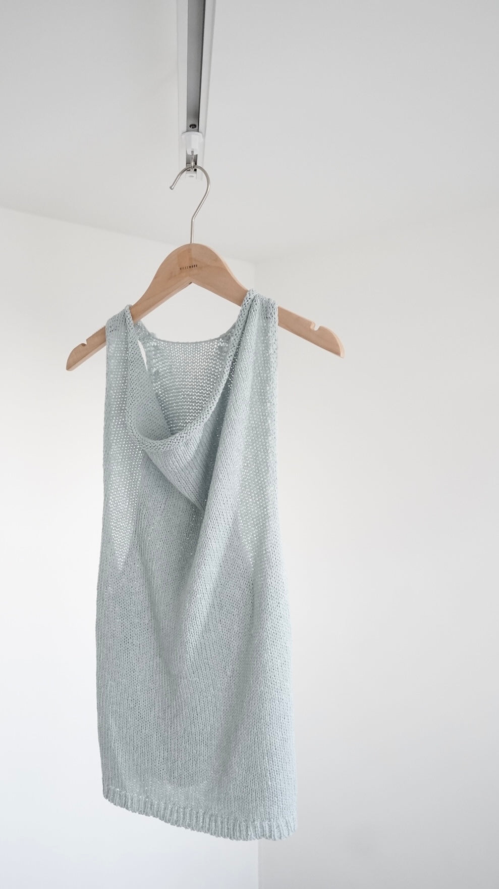 evelyn linen cotton deep v-neck knit vest in sora (pre-order)