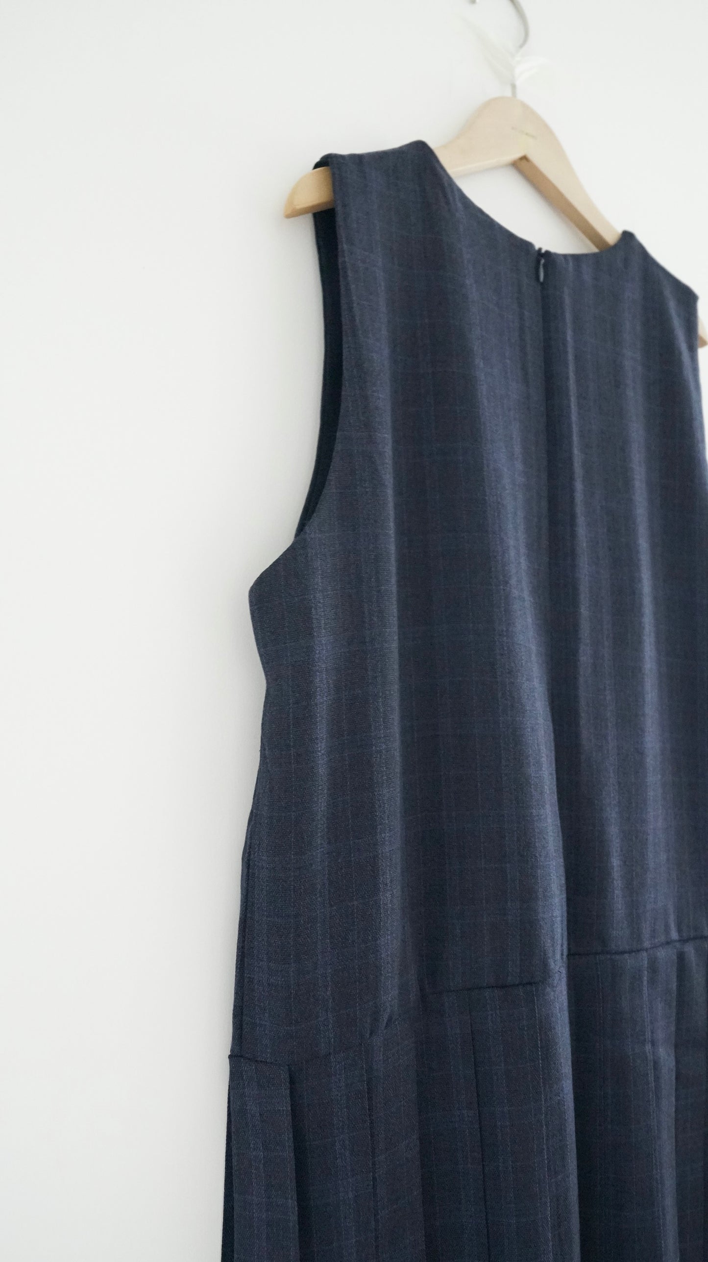 high-end checked dress in navy ( pre-order )