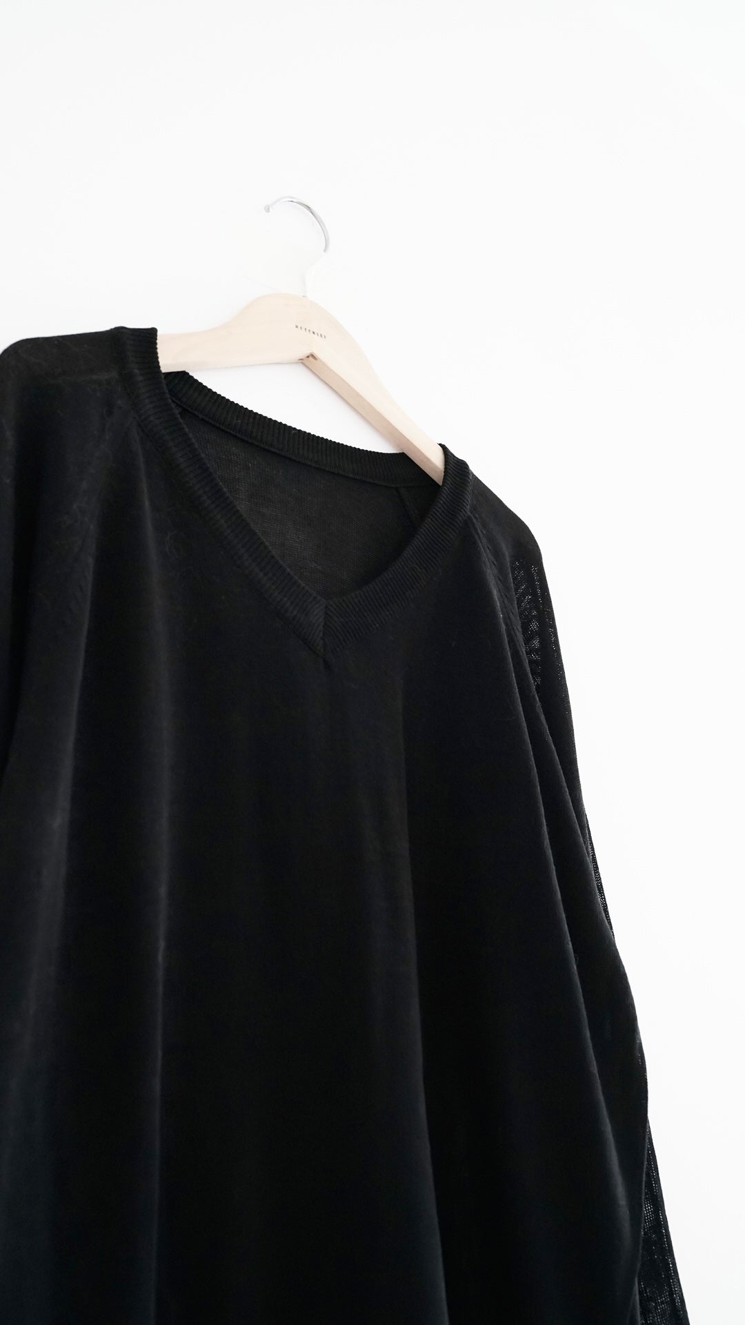 elian classic v-neck summer sheer sweater in black (pre-order)