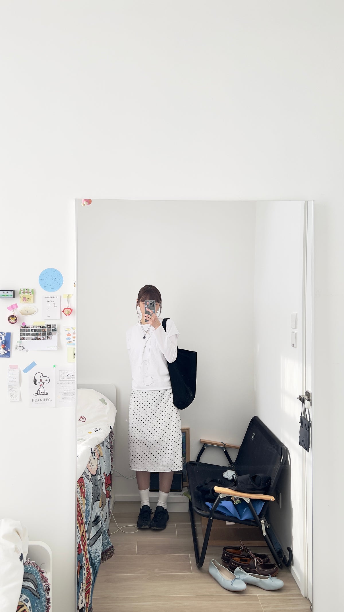 jenny dot midi skirt in white (pre-order)