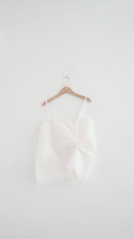 victoria lace trim camisole top in white (pre-order)