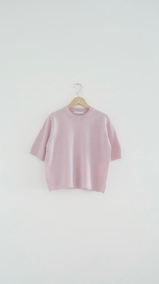 loose fitting short-sleeved sweater in pink lavender ( pre-order )