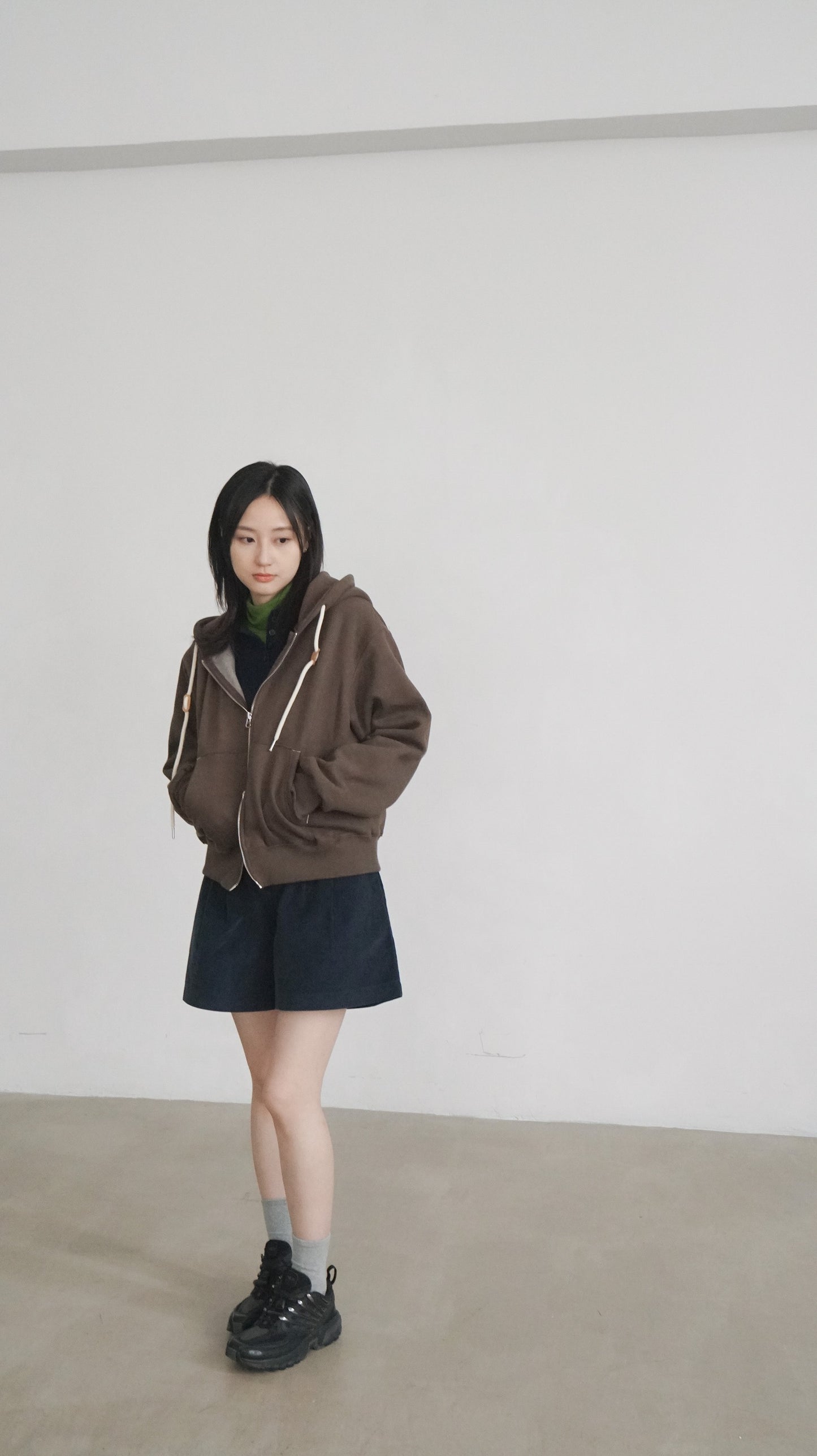 2way zipper hoodies jacket in brown (pre-order)