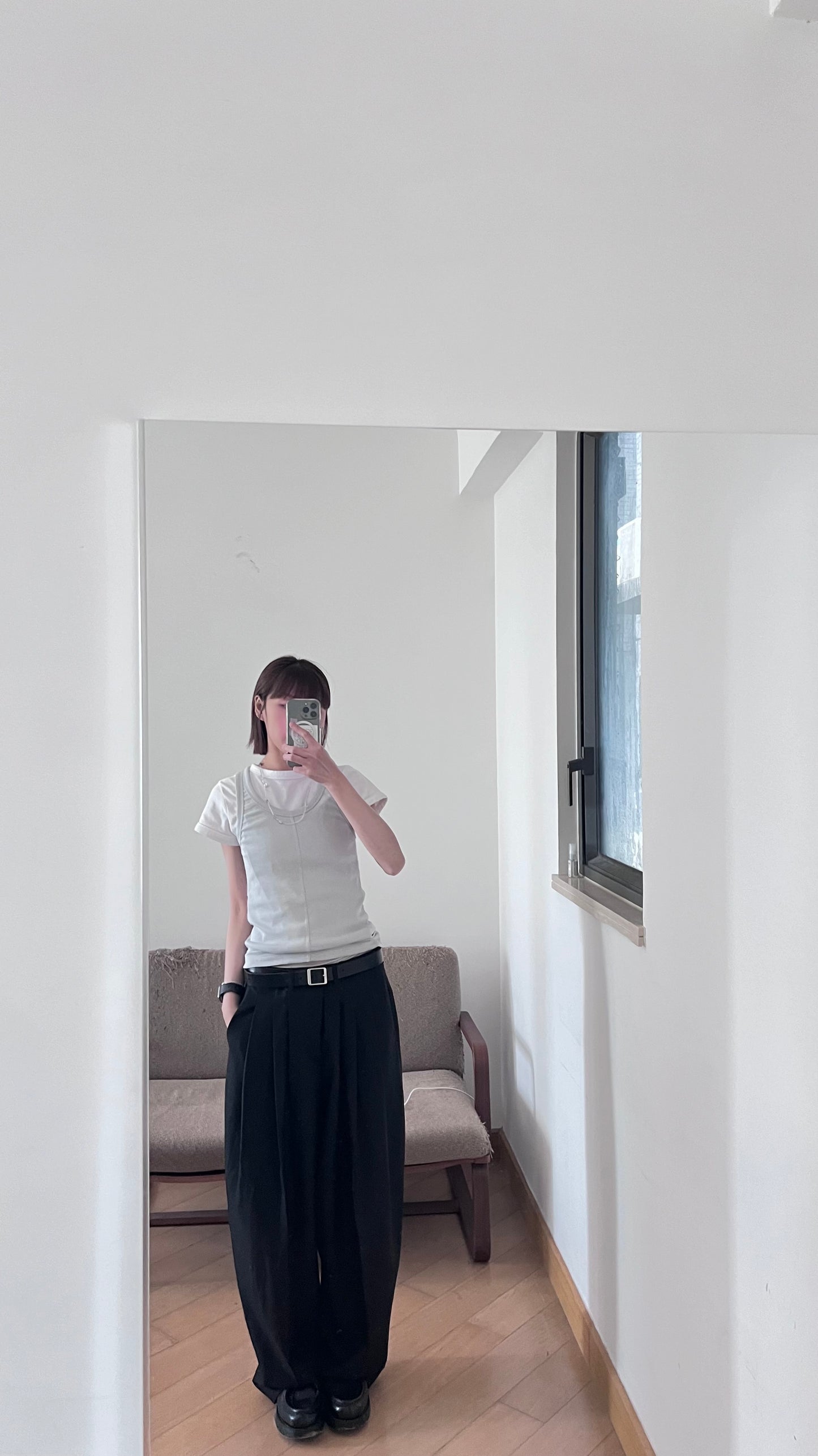 lowrise mode pants in black