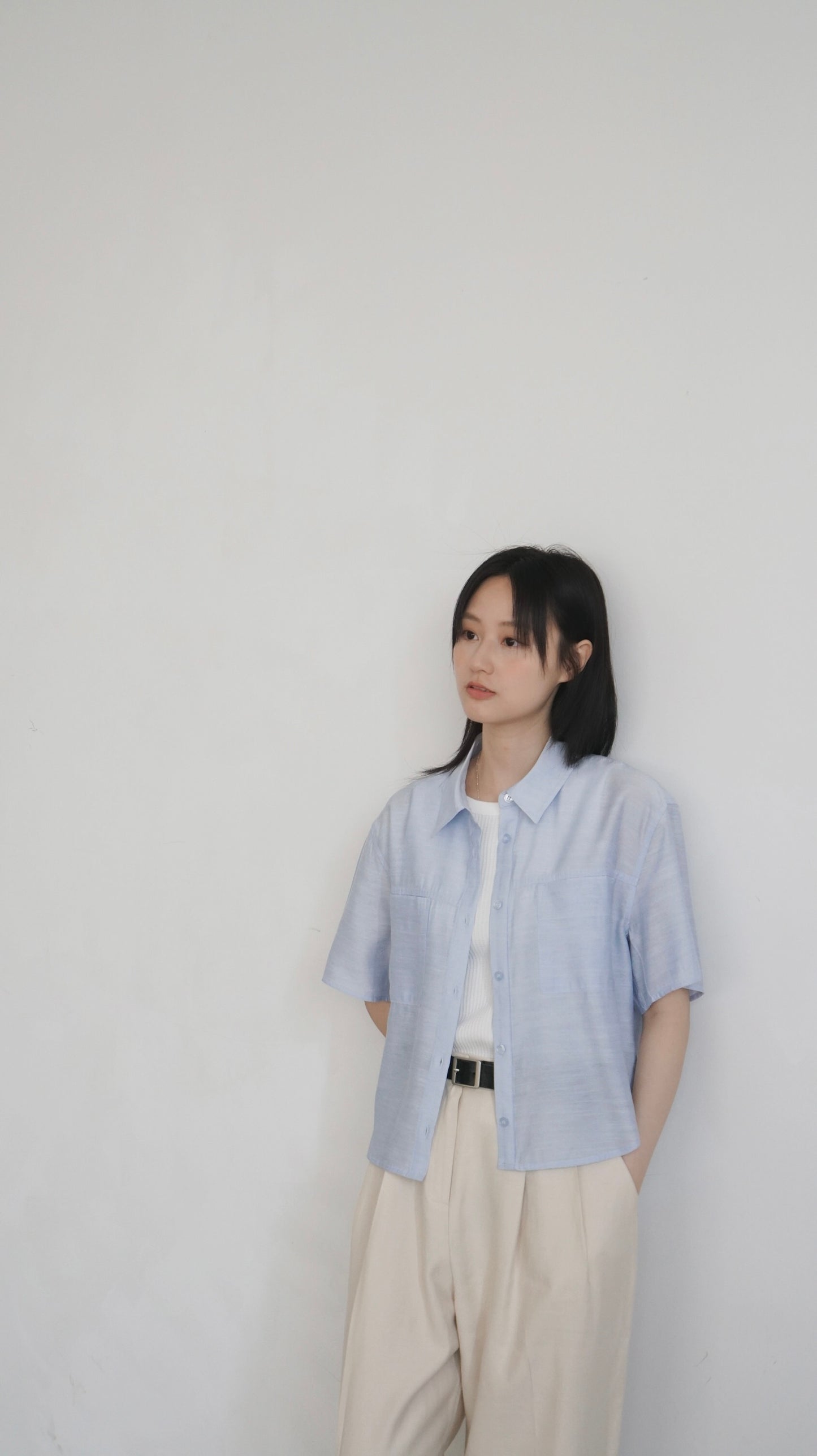 airy rayon shirt in sora (pre-order)