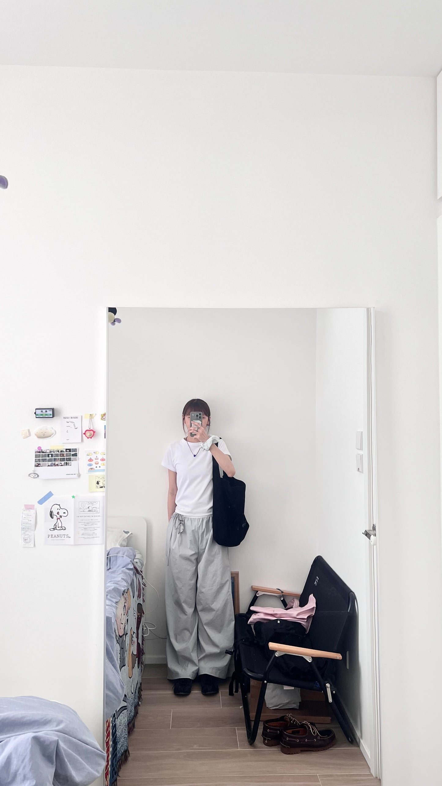 aoi drawstring striped wide-leg trousers in ice grey (pre-order)