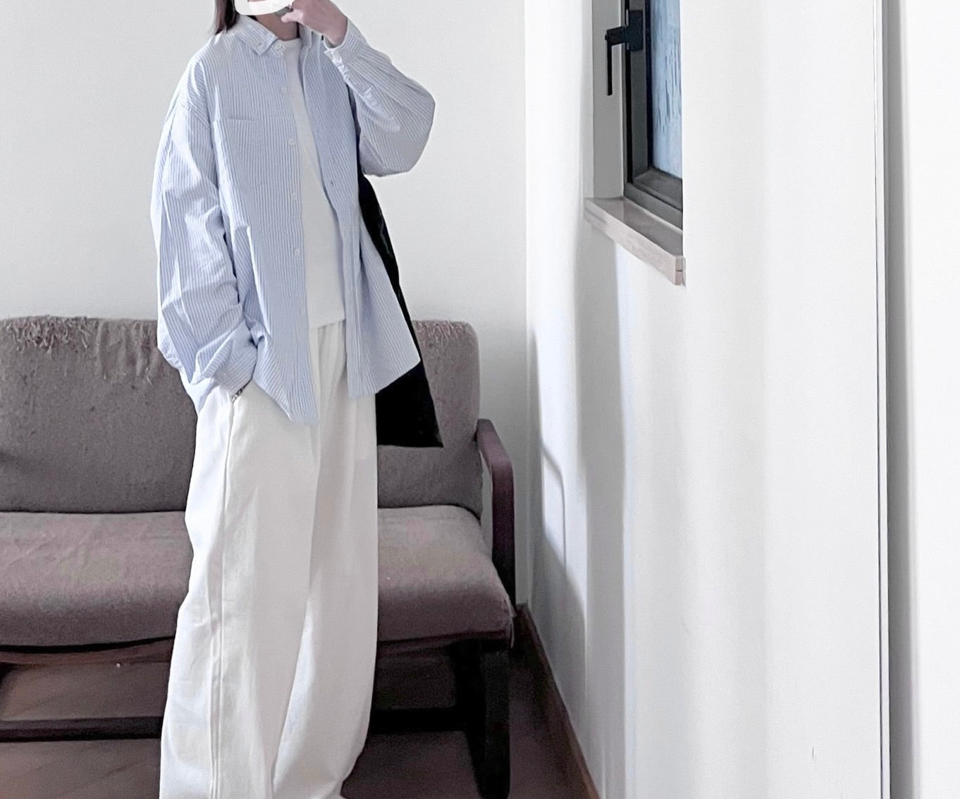 baby cotton striped shirt in baby blue