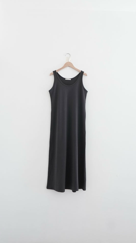 classic a-line cotton dress in charcoal (pre-order)