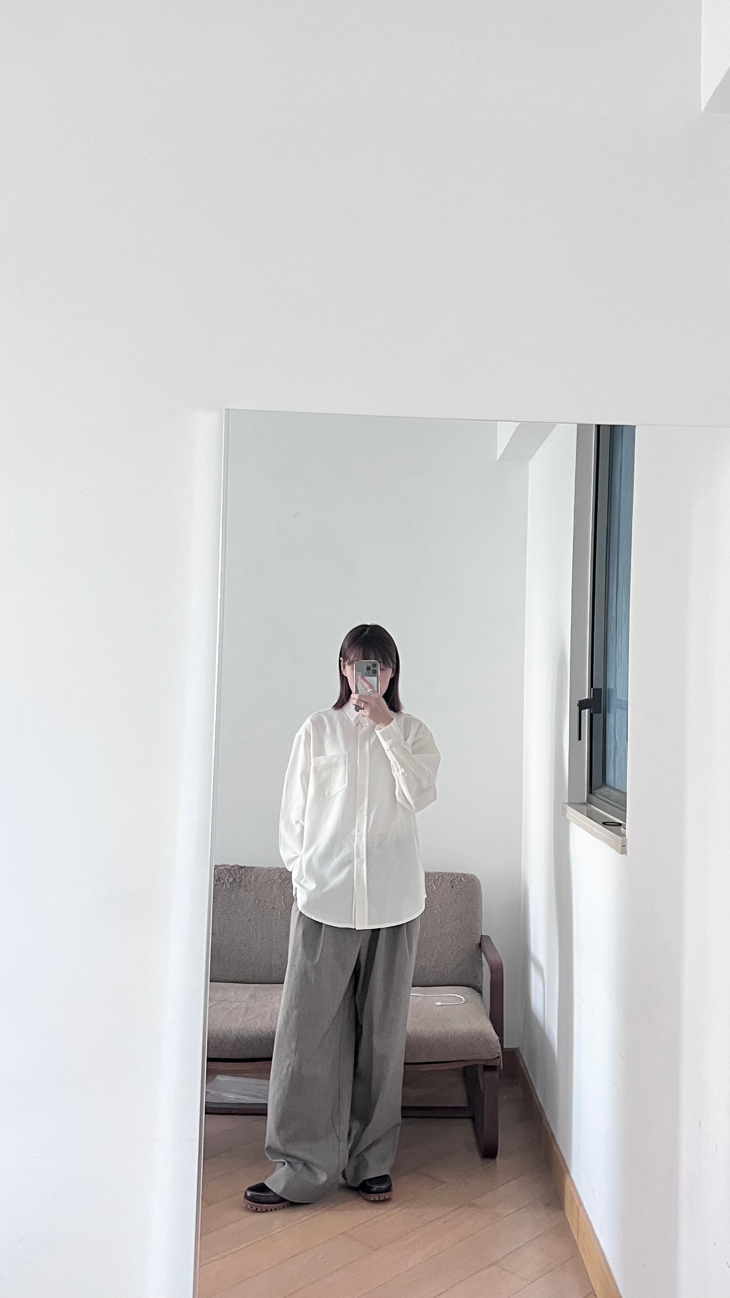 plain sheer shirt in ivory