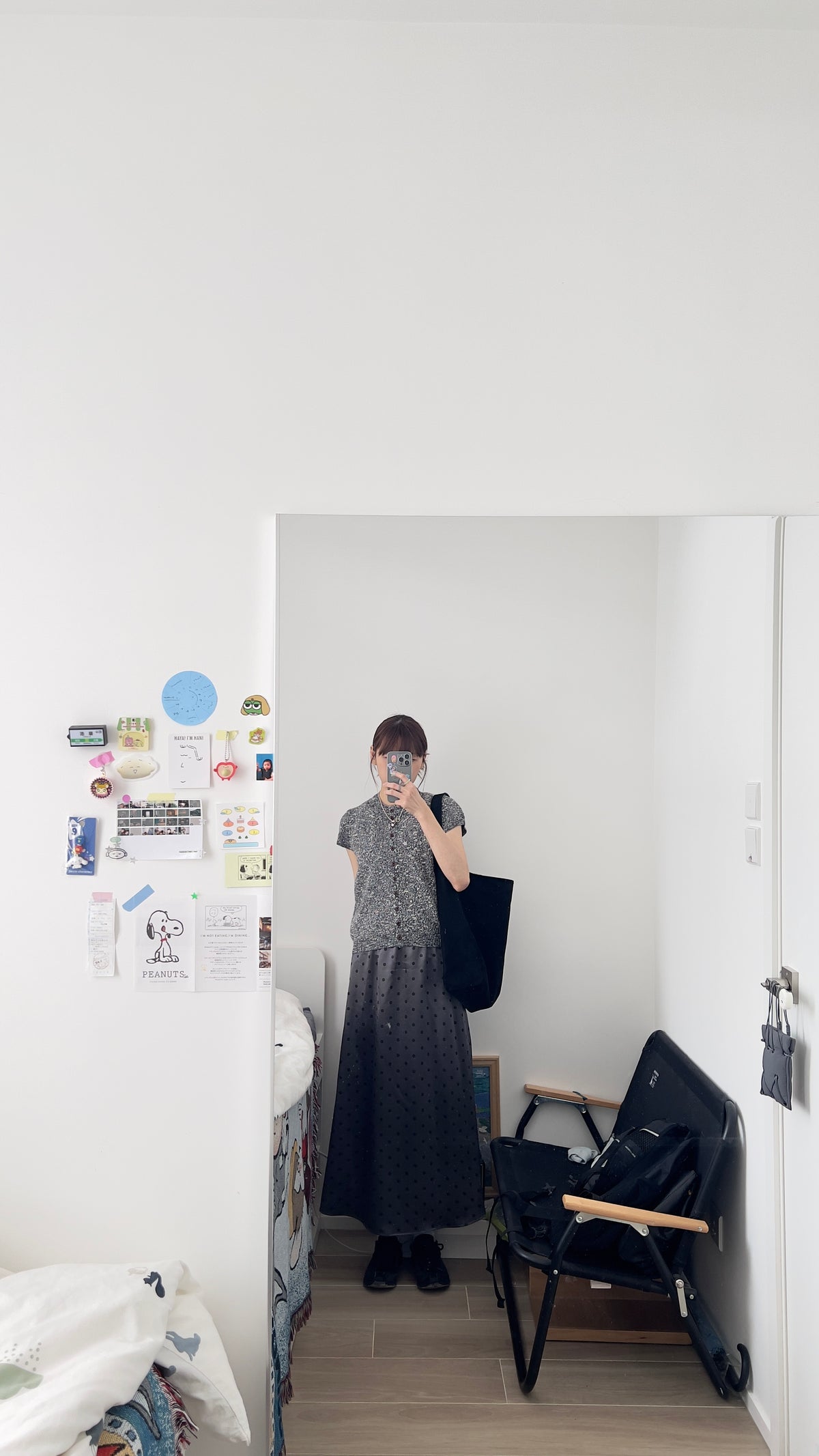helen satin dot maxi skirt in black (pre-order)
