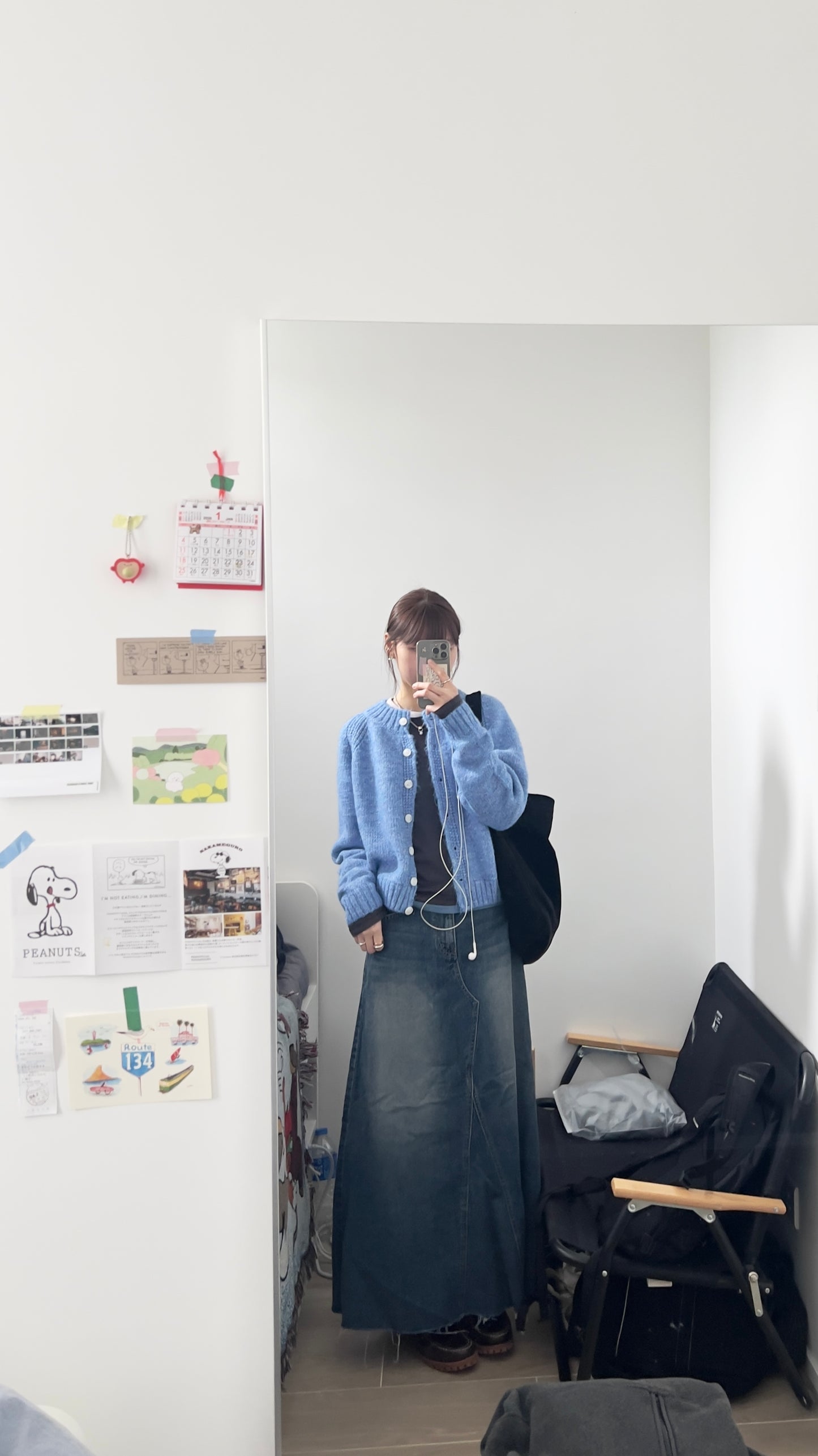 the freya horn sleeve cardigan in light glaucous blue（pre-order)