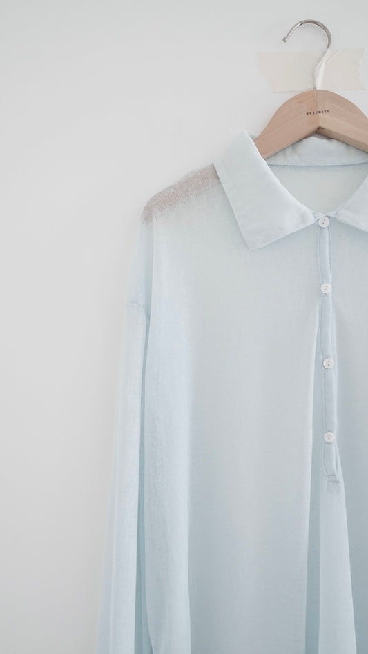 velor sheer polo shirt in sora (pre-order)