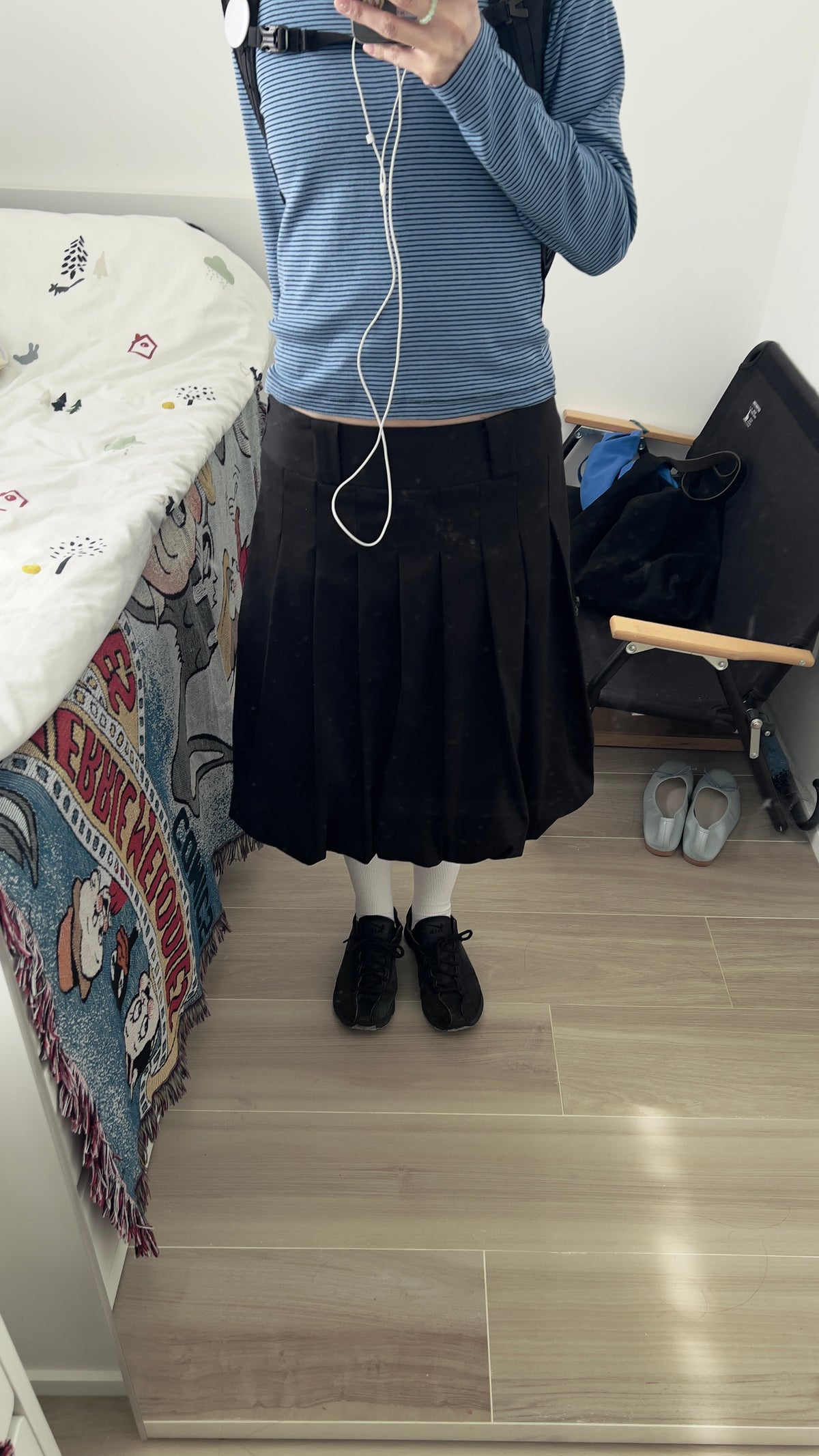 terre high quality midi bubble skirt in black (pre-order)