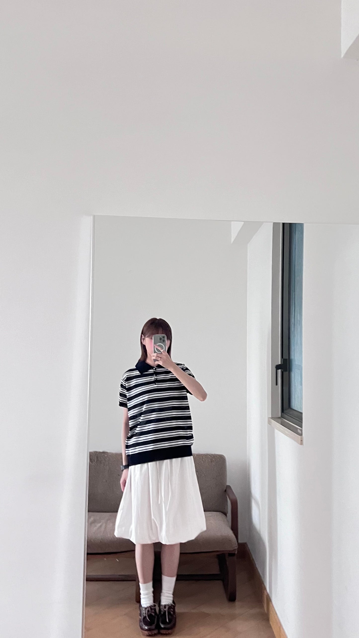 everyday puff midi skirt in white (pre-order)