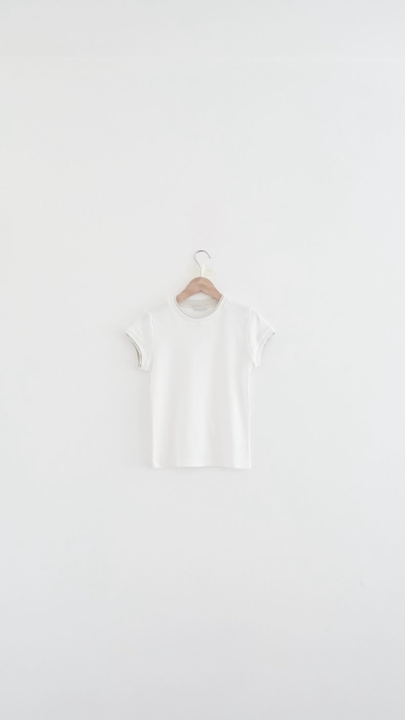 yui modal contrast trim tee in white (pre-order)