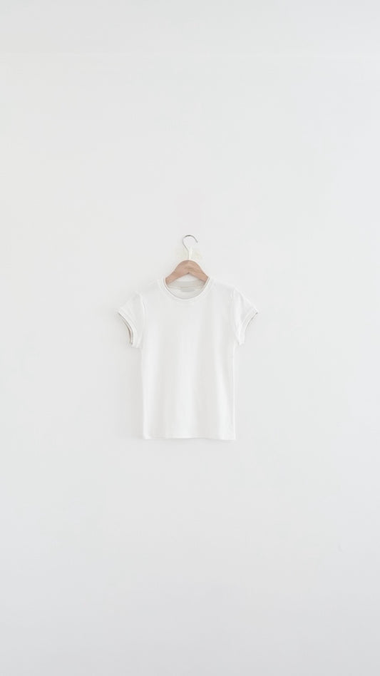 yui modal contrast trim tee in white (pre-order)