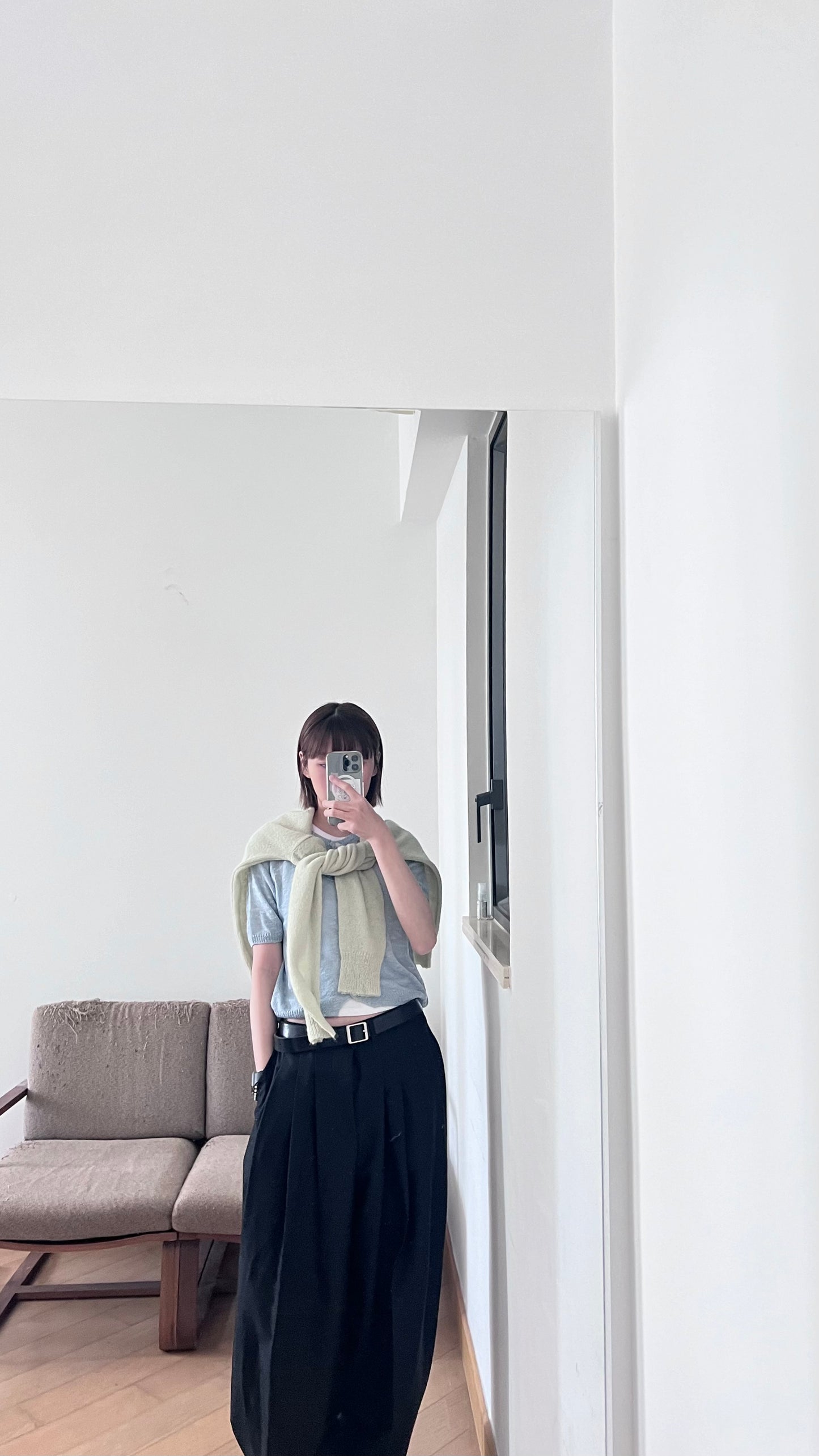 sheer short sleeve cardigan in baby-blue (pre-order)