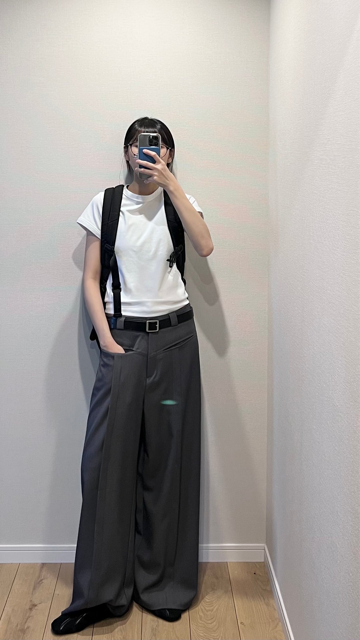 suit pocket straight-leg pants in dark grey (pre-order)