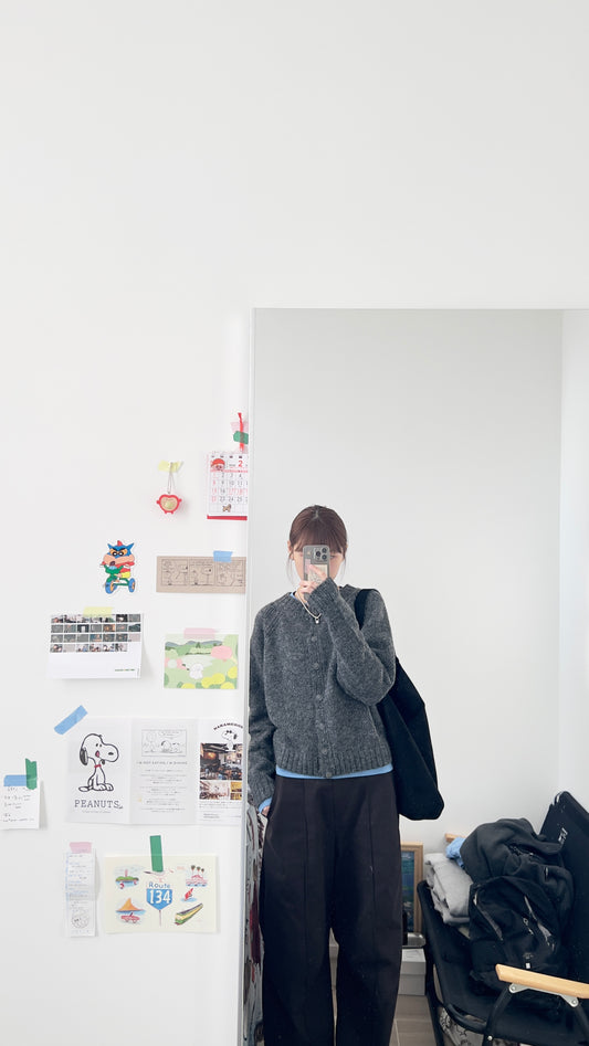 the freya horn sleeve cardigan in grey (pre-order)