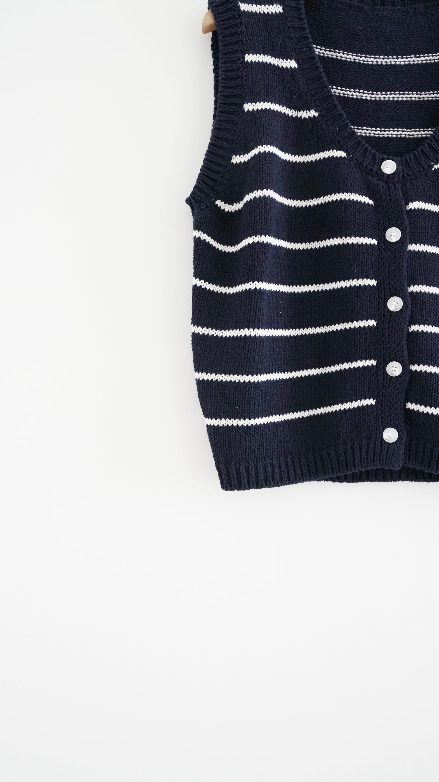 striped linen vest in navy (pre-order)