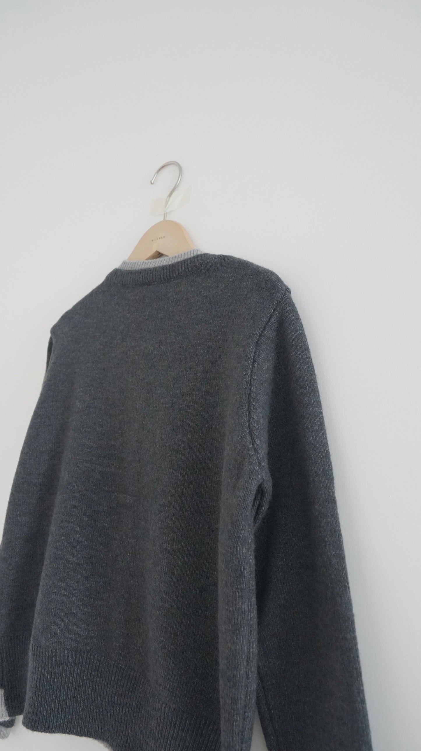 layered knit cardigan in dark grey ( pre-order )