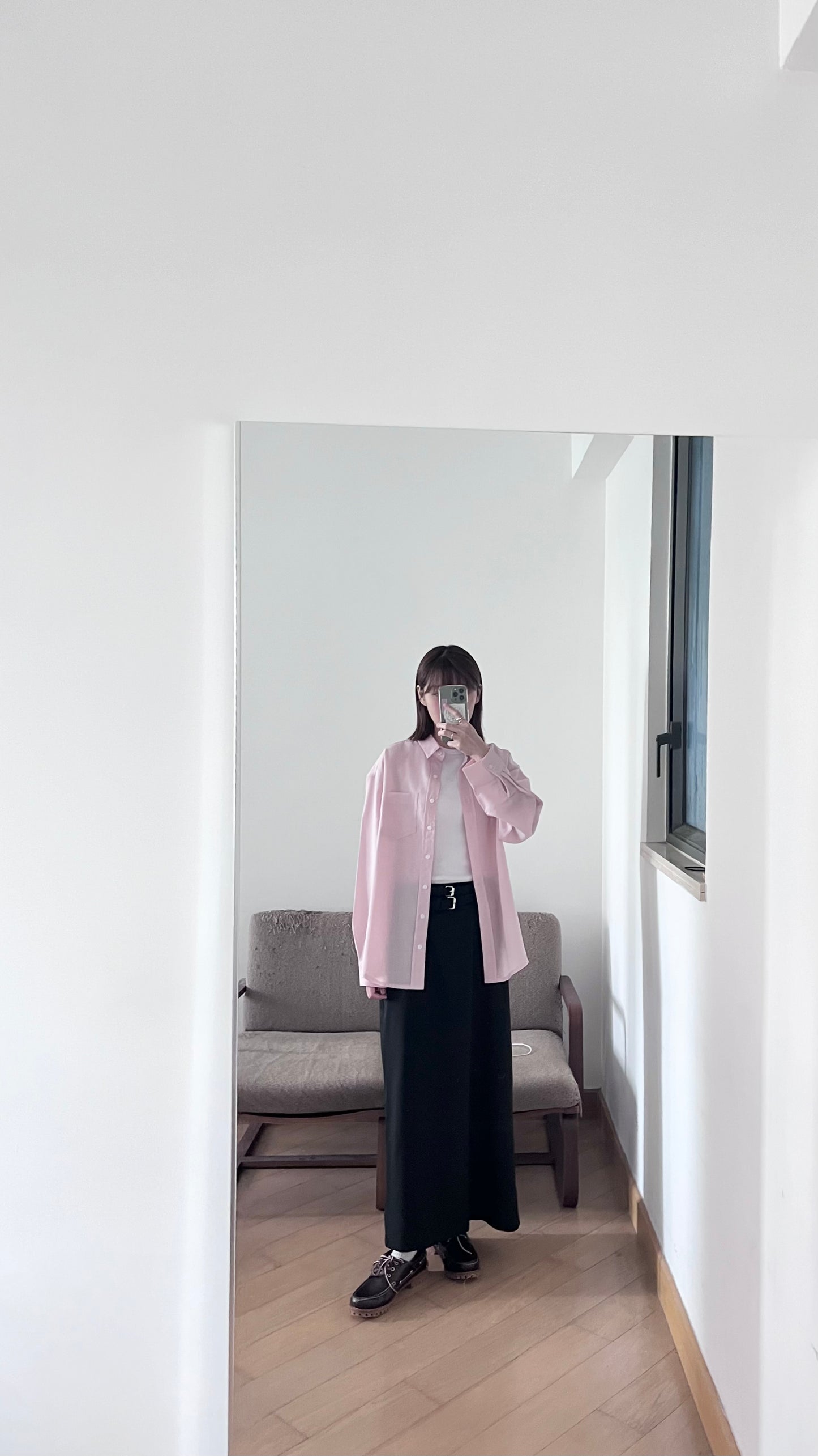 plain sheer shirt in pink