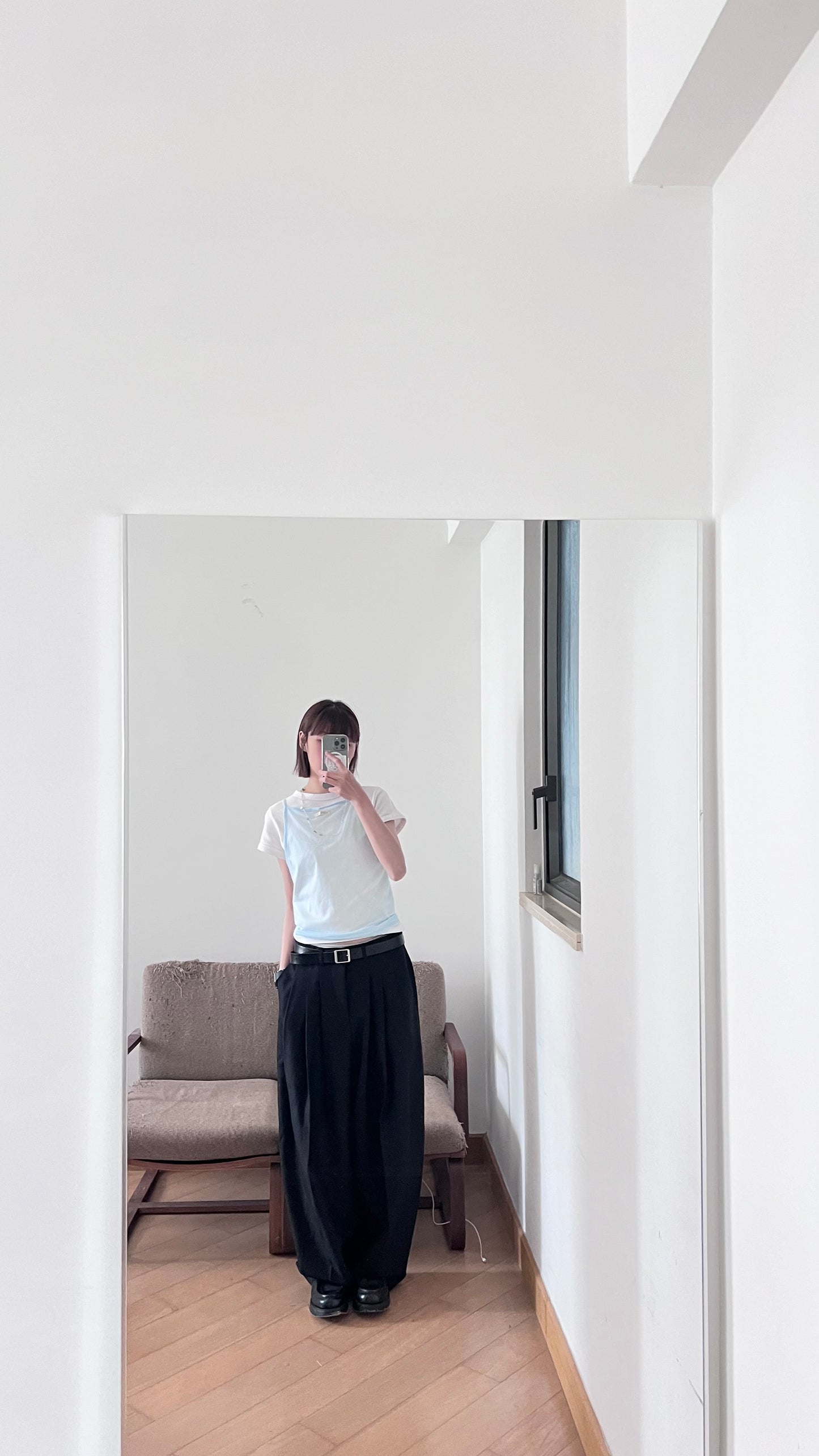 lowrise mode pants in black
