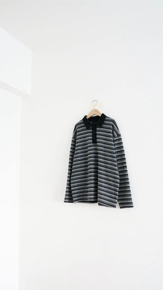 the skagen stripe polo in black x grey (pre-order)