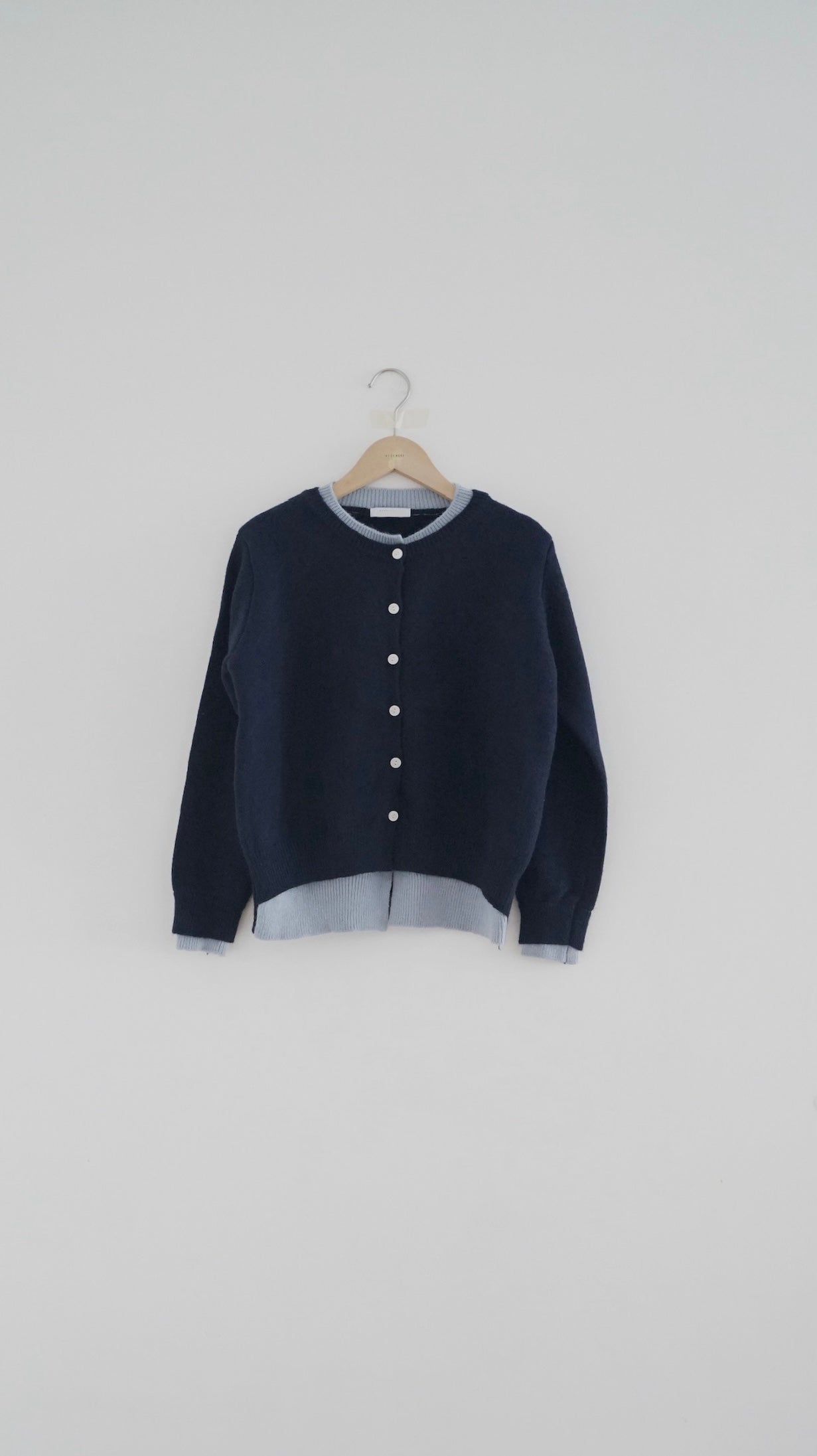 layered knit cardigan in navy （pre-order)