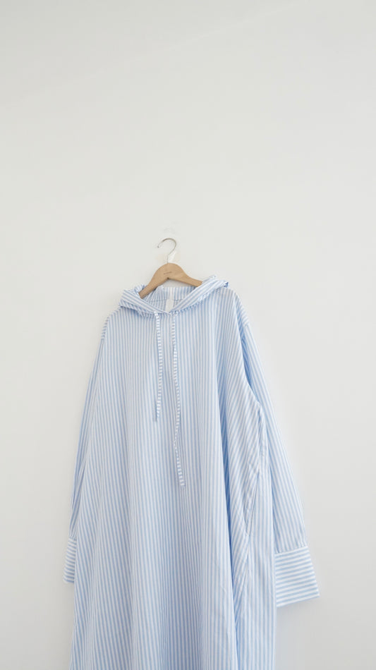 striped hoodies dress in baby blue