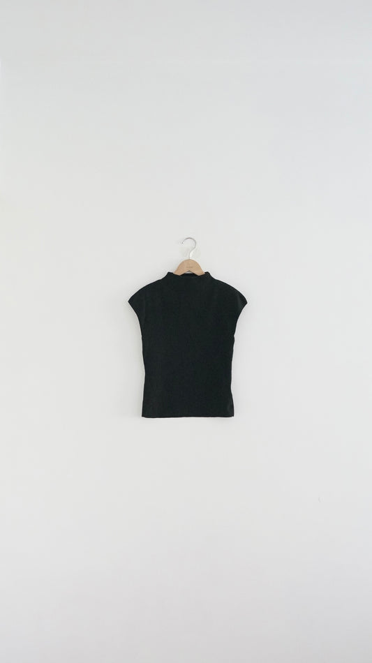 retro knit tank top in black